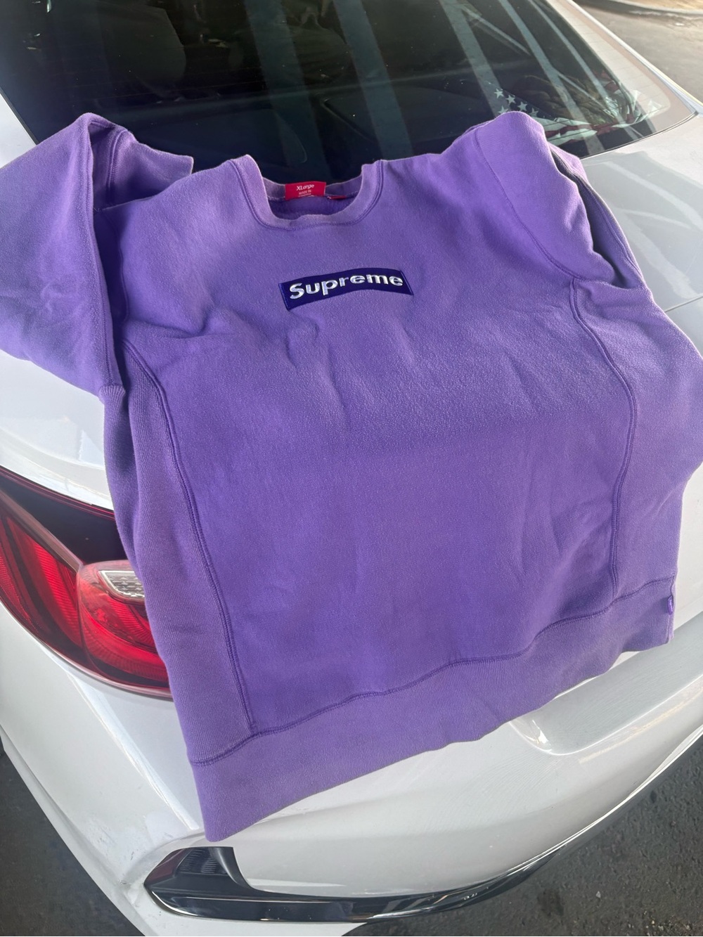 Supreme Lavender Pocket-Edge Crew Sweatshirt